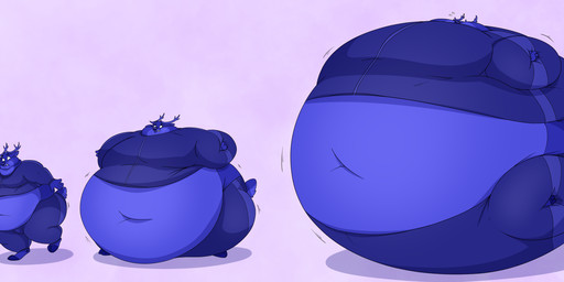anthro antlers belly belly_expansion belly_inflation belly_overhang big_belly big_butt big_cheeks blue_body blue_fur blueberry_inflation bodily_fluids body_inflation butt clothed clothing expansion flying_sweatdrops fur hooves horn huge_belly huge_cheeks hyper hyper_belly hyper_cheeks hyper_inflation immobile inflation looking_down looking_down_at_self male moobs navel on_one_leg solo spherical_inflation standing sweat sweatdrop swelling swollen_cheeks tracksuit worried wonkalicious deer mammal 2023 hi_res sequence