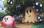 ambiguous_gender cloud day duo_focus grass group large_group not_furry open_mouth outside plant smile tree suyasuyabi427 kirby_(series) nintendo kirby whispy_woods alien elemental_creature flora_fauna gordo treant waddling_head 2019 hi_res