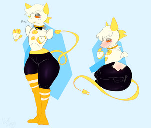 anthro blush blush_lines bulge clothed clothing femboy fingers floating_hands machine male simple_background solo frogcock notdeerly deltarune undertale_(series) fan_character tasque_femboy darkner felid mammal robot 2024 digital_media_(artwork) hi_res