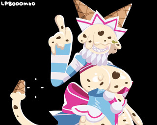 anthro blush bouncing_breasts bow_ribbon breasts clothing female finger_wag food hat headgear headwear hip_sway ice_cream_cone jester leotard sharp_teeth smile solo tail teeth white_body lp8000mao ice_cream_creature 2d_animation 5:4 animated motion_tweening no_sound short_playtime video