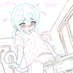 anthro bottomwear breath caught_in_the_act caught_masturbating classroom clothing female humping masturbation nipple_outline orgasm school shorts solo spandex spandex_shorts tight_bottomwear tight_clothing tight_shorts young makoruu goku_(makoruu) haplorhine macaque mammal monkey old_world_monkey primate 1:1 hi_res