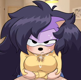 angry anthro big_breasts blush bodily_fluids bottomwear breast_play breasts clothed clothed_sex clothing cum cum_on_chest cum_on_clothing cum_on_face duo female first_person_view frown fur furrowed_eyebrows genital_fluids hair looking_at_viewer male male/female purple_body purple_fur purple_hair sex sweat sweatdrop sweater titfuck titfuck_under_clothes topwear turtleneck upset four-pundo dic_entertainment sega sonic_the_hedgehog_(series) sonic_underground tamers12345's_sonic_underground queen_aleena_hedgehog eulipotyphlan european_hedgehog hedgehog mammal digital_media_(artwork) hi_res