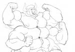 6_arms 6_nipples 6_pecs big_muscles big_pecs horn huge_muscles huge_pecs kemono long_body macro male multi_arm multi_limb multi_nipple multi_pecs multifur muscular muscular_male nipples open_mouth pecs solo siriusdog crashb bovid bovine cattle felid hybrid lion mammal pantherine monochrome sketch