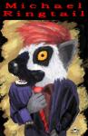 anthro biped clothed clothing front_view fully_clothed markings necktie ring_(marking) ringed_tail solo standing striped_markings striped_tail stripes tail tail_markings talks craftyandy craftyarts lemur mammal primate ring-tailed_lemur strepsirrhine michael_(disambiguation) digital_media_(artwork) digital_painting_(artwork) half-length_portrait painting_(artwork) portrait