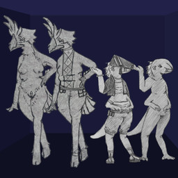 4_arms 4_breasts anthro blue_background breasts casual_nudity clothed clothed/nude clothing duo face_tentacles featureless_chest featureless_crotch female genitals geometric_background greyscale_with_colored_background jewelry multi_arm multi_breast multi_limb nude simple_background tentacles vulva poorlydrawnmoose alien avian humanoid 1:1 absurd_res graphite_(artwork) greyscale hi_res monochrome pen_(artwork) traditional_media_(artwork)