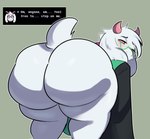 anthro big_butt blush blush_lines butt eyewear femboy glasses huge_butt male overweight overweight_anthro overweight_male shy solo tail samirachuni deltarune undertale_(series) ralsei bovid caprine goat mammal absurd_res hi_res