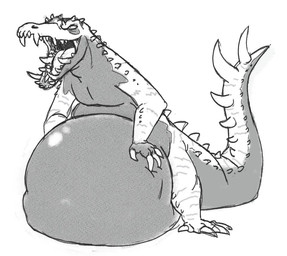 anthro belly belly_inflation big_belly bloated claws hand_on_belly huge_belly inflation male open_mouth scales sharp_teeth solo tail teeth tongue baronshoebat crocodile crocodilian reptile scalie