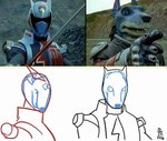 anthro armor bad_logic furgonomics furry_logic gesture hand_gesture headgear helmet holding_object holding_weapon humor male melee_weapon parody pointing pointing_at_another silly silly_face solo sword toony weapon ironstylus power_rangers power_rangers_spd anubis_cruger canid canine canis mammal marine wolf meme sketch