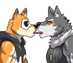 anthro blush clothing duo food kissing male male/male mask pocky_game pocky_in_mouth shirt tank_top topwear longfoxy2744 lifewonders live_a_hero pocky monomasa canid canine canis domestic_dog husky mammal nordic_sled_dog spitz animated low_res webm