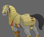 armor ball_ring balls butt feral fur genitals grey_body grey_fur male quadruped solo tail mcfan heiken draft_horse equid equine horse mammal 2019 6:5 absurd_res hi_res