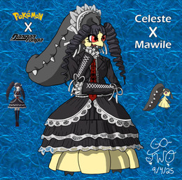 accessory alternative_fashion black_clothing black_dress bottomwear clothing dress drill_curls female goth gothic_lolita hair headband j-fashion lace lolita_(fashion) lolita_dress pigtails red_eyes skirt solo text go-two asian_mythology danganronpa danganronpa:_trigger_happy_havoc east_asian_mythology japanese_mythology mythology nintendo pokemon spike_chunsoft celestia_ludenberg generation_3_pokemon human humanoid mammal mawile pokemon_(species) yokai english_text hi_res