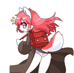 accident accidental_exposure animal_print anthro back-print_panties backpack bag blush butt clothed clothing female fur hair kemono loli looking_at_viewer multicolored_body multicolored_fur panties print_clothing print_panties print_underwear red_body red_eyes red_fur red_hair school_bag simple_background solo surprised tail two_tone_body two_tone_fur underwear upskirt white_body white_clothing white_fur white_panties white_underwear young young_anthro young_female potatobud3 jean_(potatobud3) canid canine canis mammal wolf 2024 digital_media_(artwork)
