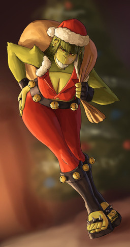 5_fingers 5_toes anthro arm_tuft bell big_breasts bottomwear bracelet breasts christmas_clothing christmas_headwear christmas_tree cleavage clothed clothing collared_shirt colored_nails digit_ring dress_shirt ear_piercing elbow_tuft facial_piercing feet female finger_ring fingerless_gloves fingers footwear fur gloves green_body green_fur green_hair green_nails grin hair hand_on_hip handwear hat headgear headwear holding_object holidays inside jewelry jingle_bell lip_piercing lip_ring long_hair looking_at_viewer nails pants piercing plant red_eyes ring_piercing sack santa_hat shirt smile solo spiked_clothing spiked_footwear spikes studded_bracelet studded_jewelry studs toeless_footwear toes toothy_grin topwear tree tuft redustheriotact christmas dr._seuss how_the_grinch_stole_christmas! beth_(redustheriotact) the_grinch haplorhine mammal monkey primate 2023 hi_res