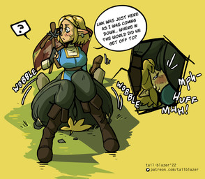 accident big_butt bodily_fluids body_worship butt butt_worship clothed clothing duo facesitting female fully_clothed hair huge_butt huge_hips huge_thighs humanoid_pointy_ears larger_female male male/female not_furry pointy_ears sitting sitting_on_another size_difference smaller_male sweat thick_thighs tight_clothing wide_hips tail-blazer nintendo the_legend_of_zelda link princess_zelda elf humanoid hylian 2022 hi_res