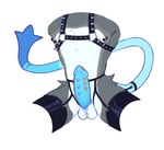 accessory anthro barbell_piercing blue_nipples clothing frenum_ladder frenum_piercing furgonomics genital_piercing genitals grey_body harness ladder_piercing lingerie male nipple_barbell nipple_piercing nipples penis penis_piercing piercing solo spiked_accessory spiked_harness spikes tail tail_accessory white_chest flitciak ambiguous_species hi_res