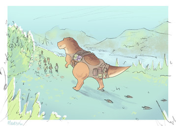 feral footprint forced forced_transformation group hiking male size_difference size_transformation species_transformation transformation mulveyyy canid canine dinosaur human mammal prehistoric_species reptile saurischian scalie theropod tyrannosaurid tyrannosauroid tyrannosaurus tyrannosaurus_rex hi_res