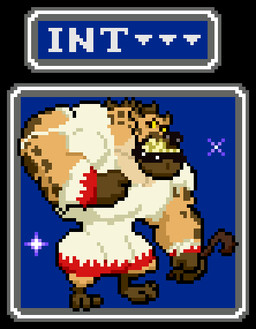 anthro biceps bulge clothing gameplay_mechanics intelligence_loss male muscular pecs sparkles staff teeth torn_clothing transformation rubberskunktoo final_fantasy square_enix mage_(final_fantasy) white_mage_(final_fantasy) gnoll hyena mammal spotted_hyena animated digital_media_(artwork) low_res pixel_(artwork) pixel_animation