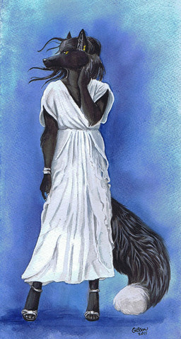 4_toes anthro biped black_body black_fur black_hair black_nose black_tail blue_background bracelet claws clothed clothing dipstick_tail dress ear_piercing feet female flat_chested fluffy fluffy_tail footwear front_view fur hair hand_on_head high_heels humanoid_hands inner_ear_fluff jewelry looking_aside looking_away markings multicolored_body multicolored_fur multicolored_tail piercing shadow shoes simple_background snout solo standing tail tail_markings toe_claws toes tuft two_tone_body two_tone_fur two_tone_tail white_body white_claws white_clothing white_fur white_tail wind yellow_eyes roz_gibson canid canine fox mammal red_fox silver_fox true_fox 2011 full-length_portrait portrait traditional_media_(artwork)