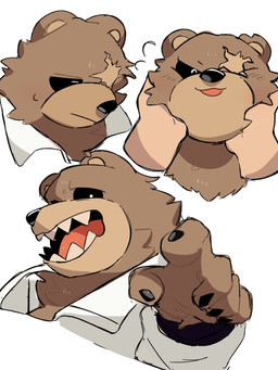 anthro blush brown_body brown_fur cheek_tuft chibi claws face_squish facial_scar facial_tuft finger_claws fur male missing_eye scar squish tuft p0ag5jtekl42868 mihoyo zenless_zone_zero ben_bigger bear mammal 3:4 hi_res