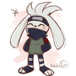 ambiguous_gender anthro black_clothing blush clothing cosplay crossover_cosplay eyes_closed face_mask floppy_ears footwear fur hair hands_in_both_pockets head_tuft long_ears mouth_mask simple_background solo standing text toeless_footwear tracksuit tuft white_background white_body white_fur white_hair chubides nintendo pokemon generation_8_pokemon lagomorph mammal pokemon_(species) raboot 1:1 artist_name crossover hi_res signature