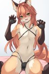 ahoge anthro areola blush bodily_fluids bulge clothing femboy fur hair inner_ear_fluff kemono long_hair looking_at_viewer male male_anthro multicolored_body multicolored_fur navel open_mouth sitting solo sweat sweatdrop tail tongue tuft underwear wariza an_chobi94 remu-kun canid canine fox mammal 2023 digital_media_(artwork) hi_res