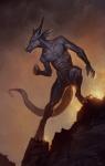 claws dark_skin dragon horn lhuneart male nude orange_eyes outside pose scales scalie solo standing sunset
Rating: Safe
Score: 10
User: NaughtyPenguin
Date: March 08, 2014