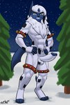 anthro balls bell black_body black_fur fur genitals hi_rez horn male nude outside penis snow snow_tail_brothel solo spots stb straps white_body white_fur bear213 nintendo pokemon absol generation_3_pokemon pokemon_(species) 2025 hi_res