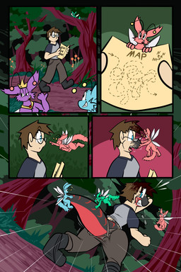 ambiguous_gender anthena anthro base_three_layout black_body black_skin blockage_(layout) blue_body blue_eyes blue_fur bottomwear brown_hair clothed clothing eyewear female five_frame_image flying footwear forest fur gender_transformation glasses green_body green_fur group hair horizontal_blockage male map mid_transformation mtf_transformation pants plant purple_body purple_fur red_body red_fur red_skin shirt shoes species_transformation surprised tail three_row_layout topwear transformation tree wings virmir tomek1000_(character) dinosaur dromaeosaurid human humanoid mammal prehistoric_species reptile saurischian scalie theropod 2:3 absurd_res colored comic hi_res