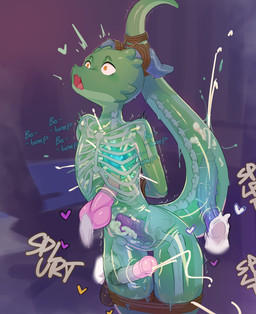 anal animal_genitalia animal_penis anthro arms_tied balls bdsm blue_penis bodily_fluids bondage bone bone_tail bound canine_genitalia canine_penis cardiophilia cum cum_in_goo equine_genitalia equine_penis gasp genital_fluids genitals green_body group heart_symbol heartbeat horn knot male male/male onomatopoeia orange_eyes pelvic_bone pelvis penetrating_slime penis pink_penis purple_penis questionable_consent rib_cage slime sound_effects tail tail_tied tapering_tail text unusual_penetration kayfaricus sked goo_creature goo_creature_with_bones kobold scalie absurd_res hi_res