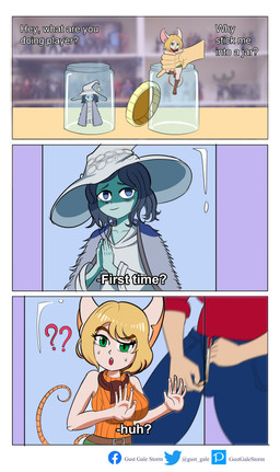 alternate_species blue_eyes bodily_fluids clothed clothing confusion container detailed_background dialogue doll faceless_character faceless_male female feral fully_clothed furrification green_eyes group humor imminent_rape imminent_sex in_container in_jar jar magic_user male male/female micro multicolored_clothing orange_clothing orange_sweater orange_topwear purple_background question_mark simple_background smile sweat sweater text topwear trapped trio undressing unzipped unzipped_pants witch zipper gustgalestorm capcom elden_ring first_time? fromsoftware pony_cum_jar_project resident_evil ashley_graham moushley ranni_the_witch animate_inanimate house_mouse human humanoid living_doll mammal mouse murid murine rodent absurd_res english_text hi_res meme watermark