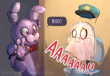 ambiguous_gender anthro clothing duo hat headgear headwear humor machine male royalnoir five_nights_at_freddy's scottgames undertale undertale_(series) bonnie_(fnaf) napstablook animatronic ghost lagomorph leporid mammal rabbit robot spirit digital_media_(artwork)
