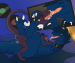 2d_animation animated anthro anthro_on_feral anthro_penetrated anus bed bedroom bestiality bestiality_kiss blue_body bodily_fluids ciello_(jurassicscales) claws collar cozy crossgender deep_kiss deep_tongue dinosaur dominant dominant_feral dragon dromaeosaurid duo feathers feet female female_penetrated feral french_kissing from_front_position furniture genital_fluids genitals grabbing_head hand_on_cheek hi_res horn horn_grab inside kissing knot knotted_penis loop lying male male/female male_on_feral male_penetrating male_penetrating_female missionary_position motion_tweening mythological_creature mythological_scalie mythology night no_sound on_back on_bed penetration penile penile_penetration penis penis_in_pussy pillow prehistoric_species reptile scalie sex short_playtime shtoltz_(artist) tail teeth theropod tongue tongue_out vaginal vaginal_fluids vaginal_penetration webm yellow_eyes