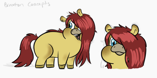 ambiguous_feral ambiguous_gender blue_eyes disembodied_head feral freckled_face freckles hair hair_over_eye hooves looking_back monotone_body open_mouth red_hair red_tail side_view simple_background solo standing tail teeth white_background yellow_body yellow_hooves young young_ambiguous young_feral myrayray fluffy_pony fluffy_pony_(species) mammal 2024 digital_media_(artwork) english_description hi_res