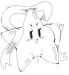 blush female feral genitals open_mouth pussy ribbons simple_background solo conditional_dnp exed_eyes mario_bros nintendo paper_mario paper_mario_(2000) misstar star_spirit black_and_white low_res monochrome