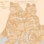 anthro dialogue fur glistening group inflatable latex male male/male nude overweight pool_toy simple_background size_difference speech_bubble standing stripes text floebean firr flir_(tiger) floe_(character) animate_inanimate canid canine canis felid living_inflatable mammal pantherine tiger wolf 1:1 digital_drawing_(artwork) digital_media_(artwork) english_text hi_res