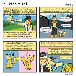 4_panel_comic ambiguous_gender annoyed biped black_body black_fur bodily_fluids bystander clothed clothing crying dialogue duo_focus eyes_closed female female_symbol feral flashback fur gender_confusion gender_symbol group male male_symbol markings open_mouth orange_eyes orange_markings outside page_number pokemon_speak quadruped question_mark sad silhouette smile speech_bubble standing symbol tears text yellow_body yellow_fur lohlite nintendo pokemon lithium_(lohlite) logan_(lohlite) nitelite_(lohlite) generation_1_pokemon generation_4_pokemon human mammal pikachu pokemon_(species) shinx shiny_pokemon 1:1 2024 artist_name colored comic english_text trans_(lore) trans_man_(lore)