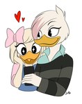 adolescent alternative_fashion anatid anseriform anthro avian bird cellphone child clothing disney dress_shirt duck ducktales ducktales_(2017) duo electronics emo emo_haircut excited female female/female happy heart_symbol hi_res lena_(ducktales) lena_de_spell looking_at_object looking_at_phone lunula_(artist) open_mouth open_smile overjoyed phone shirt smartphone smile sparkles sparkling_eyes sweater topwear webby_vanderquack young