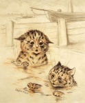 ambiguous_gender boat cloud duo ears_back ears_down open_mouth outside partially_submerged paws pivoted_ears semi-anthro sky swimming text vehicle water watercraft whiskers worried louis_wain license_info public_domain domestic_cat felid feline felis mammal ancient_art graphite_(artwork) monochrome pencil_(artwork) sepia signature sketch traditional_media_(artwork)