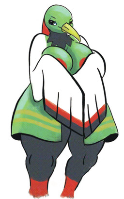 anthro beak bedroom_eyes big_breasts breasts curvy_figure feathers female fur green_body multicolored_body multicolored_fur narrowed_eyes non-mammal_breasts seductive smile smirk solo standing wide_hips wings hoosierman9911a apple_inc. apple_macintosh game_freak imac nintendo pokemon avian bird generation_2_pokemon humanoid pokemon_(species) xatu 2025 absurd_res digital_drawing_(artwork) digital_media_(artwork) hi_res krita_(artwork) portrait sketch