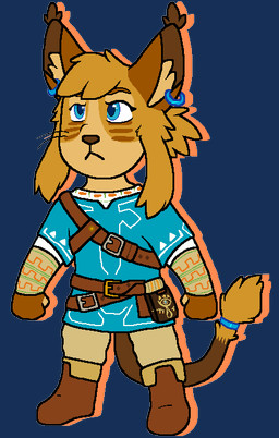 accessory alternate_species anthro belt blue_clothing blue_eyes blue_shirt blue_topwear blue_tunic boots bottomwear brown_belt brown_body brown_boots brown_clothing brown_eyebrows brown_footwear brown_fur brown_inner_ear cheek_tuft chibi clothed clothing ear_piercing ear_ring ear_tuft eyebrows facial_tuft footwear frown fully_clothed fur furgonomics furrification head_tuft inner_ear_fluff male pants piercing plantigrade ring_piercing sheikah_slate shirt shoes simple_background solo standing tablet_computer tail tail_accessory tail_tuft tailband tan_body tan_bottomwear tan_clothing tan_fur tan_inner_ear_fluff tan_pants topwear transparent_background tuft tunic whiskers sebdoggo breath_of_the_wild nintendo the_legend_of_zelda link felid feline mammal 2018 aliasing alpha_channel digital_drawing_(artwork) digital_media_(artwork) flat_colors microsoft_paint_(artwork)