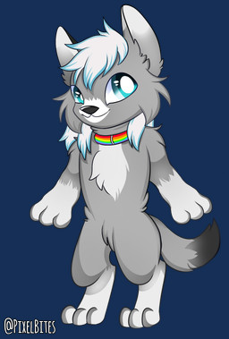 anthro chibi collar happy lgbt_pride male paws pride_colors six-stripe_rainbow_pride_colors smile solo pixelbites dante_kinkade canid canine canis mammal wolf alpha_channel hi_res