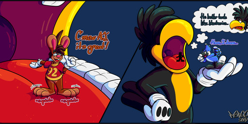 2_toes 3_toes 4_fingers anthro beak big_feet big_tongue cartoon_gloves extreme_size_difference feet fingers group inside_mouth macro male male/male mawplay micro open_beak open_mouth paws pink_tongue red_tongue size_difference soft_vore soles tail toes tongue toony trio uvula vore wide_tongue marquis2007 aj_(marquis2007) roderick_(tamerkoh) zak_(marquis2007) avian bird blue_jay corvid corvus_(genus) crow jay_(bird) lagomorph leporid mammal new_world_jay oscine passerine rabbit absurd_res hi_res