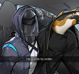 anthro bent_over black_clothing bottomwear butt caption car car_interior clothed clothing drive-thru driving duo faceless_character furgonomics inside inside_car inside_vehicle looking_at_viewer male pants selfie sitting tail tail_clothing topwear vehicle window admonlshment arknights he_wants_to_order hypergryph mythology studio_montagne doctor_(arknights) lee_(arknights) aquatic dragon human mammal mythological_creature mythological_scalie scalie hi_res meme
