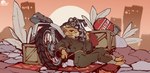 anthro barefoot clothed clothing feet female motorcycle solo stop_sign vehicle amber-calliope laika_aged_through_blood laika_(laika_aged_through_blood) canid canine canis coyote mammal hi_res