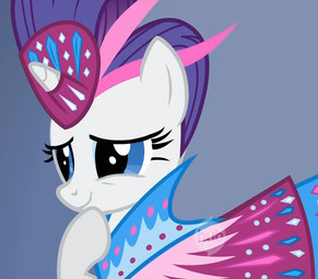 blue_background blue_eyes blue_hair clothing dress female feral fur hair happy horn logo simple_background smile solo white_body white_fur unknown_artist friendship_is_magic hasbro my_little_pony mythology rarity_(mlp) equid equine mammal mythological_creature mythological_equine unicorn digital_media_(artwork) source_request