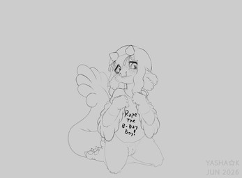 2_horns 4_toes 5_fingers adolescent ambiguous_gender animal_genitalia anisodactyl anthro beak blush bodily_fluids bottomless clothed clothing digitigrade embarrassed facial_piercing fanned_tail_tip feather_antennae feet femboy fingers floppy_ears genital_slit genitals horn kneeling looking_away nervous nose_piercing nose_ring pawpads piercing rape_baiting rape_mention rape_request ring_piercing scared shirt shirt_only solo tears toes topwear topwear_only winged_arms wings wobbly_mouth young yashak european_mythology mythology yukiko_roulette avian cockatrice hybrid mythological_avian mythological_creature mythological_scalie reptile scalie hi_res monochrome sketch watermark male_(lore)