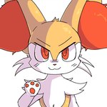 ambiguous_gender anthro biped cheek_tuft close-up facial_tuft inner_ear_fluff looking_at_viewer multicolored_body pawpads paws smile smiling_at_viewer solo tuft white_body yellow_body lynasdf nintendo pokemon braixen generation_6_pokemon pokemon_(species) 1:1 2024 2d_animation animated digital_drawing_(artwork) digital_media_(artwork) frame_by_frame shaded