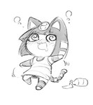 anthro blush blush_lines bob_cut bodily_fluids bottle bubble clothed clothing container dress drooling drunk female hair losing_balance markings open_mouth saliva short_hair simple_background solo spill spiral_eyes striped_markings striped_tail stripes substance_intoxication tail tail_markings uraeus white_background fukurou_ya animal_crossing nintendo ankha_(animal_crossing) domestic_cat felid feline felis mammal 2021 full-length_portrait greyscale monochrome portrait