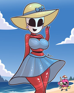 bandeau_bikini beach beach_background bikini bikini_skirt blue_bikini blue_clothing blue_swimwear border bow_ribbon breasts clothed clothing cloud curvy_figure duo empty_eyes female female/female hat headgear headwear hourglass_figure mask medium_breasts mountain not_furry open_mouth open_smile red_ribbon ribbons sea simple_background small_waist smile solo sun_hat swimwear thick_thighs two-piece_swimsuit water wide_hipped_female wide_hipped_humanoid wide_hips conditional_dnp zerlix_fox glitch_productions the_amazing_digital_circus gangle_(tadc) zooble_(tadc) animate_inanimate fabric_creature humanoid living_mask 2025 4:5 absurd_res digital_drawing_(artwork) digital_media_(artwork) hi_res watermark