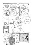 anthro anus big_butt bodily_fluids butt cum cum_in_ass cum_inside dialogue duo fur genital_fluids japanese kemono male text 1boshi canid canine fox mammal comic greyscale hi_res japanese_text monochrome